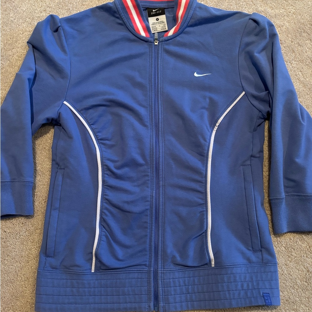 Nike Vintage Womens Periwinkle Track Jacket Small Short Sleeve Zip